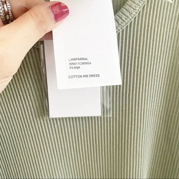 John Elliott Cotton Ribbed Tank Dress Chaparral Sage Green NWT L - Picture 8 of 9